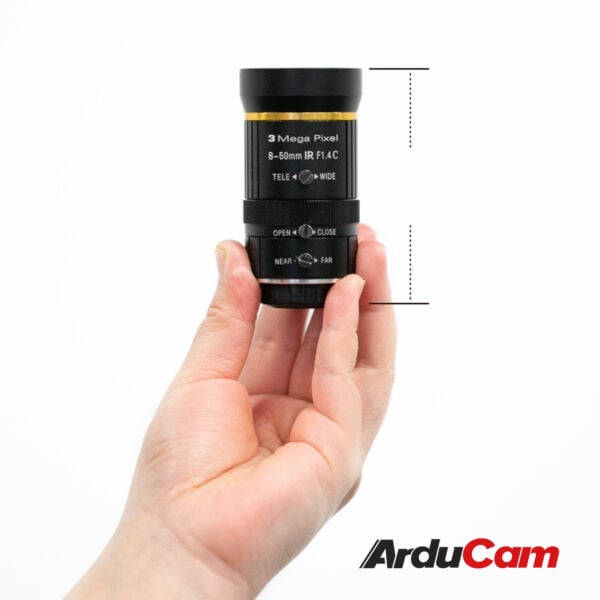 Arducam 8-50mm Varifocal C-Mount Lens for Raspberry Pi High