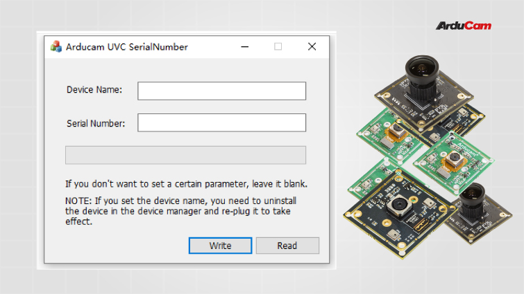 arducam usb camera modules device name and serial number changer