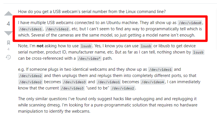 how to identify multiple usb webcam by serial number 1