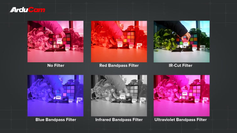 NoIR camera module with various optical filters