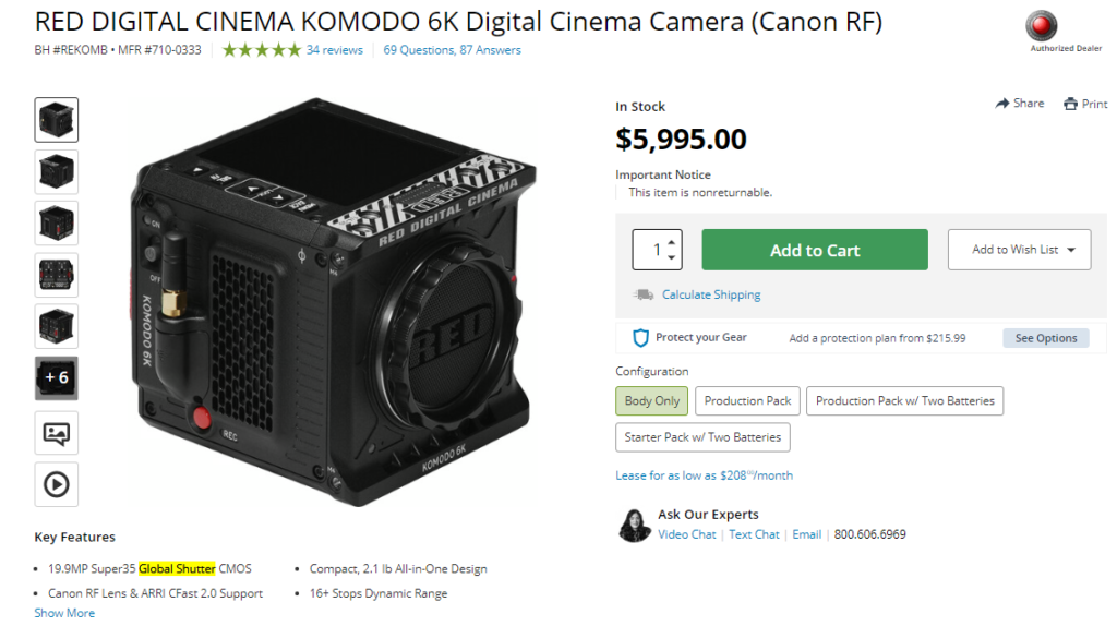 expensive global shutter